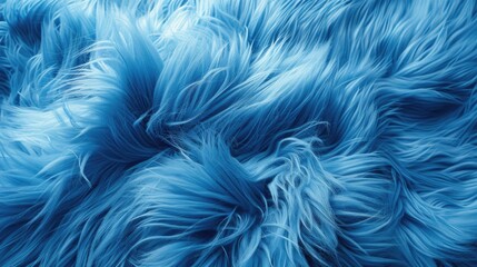 Fototapeta premium Close-up of bright blue synthetic fur showcasing soft, fluffy texture. Concept of fabric and textile texture.