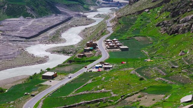 Atal Tunnel Green Road Clean View in Summer atal tunnel rohtang Cinematic Drone Shot 4K Video