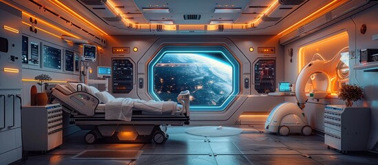 Futuristic Hospital Room with Earth View