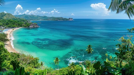 tropical beach panorama, seascape with a wide horizon