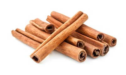 Cennwell cinnamon sticks isolated on white background, close up