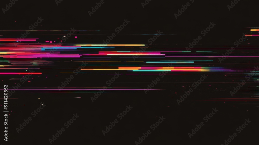 Poster there is a glitch defect noise and artifact effect on vintage vhs tapes.