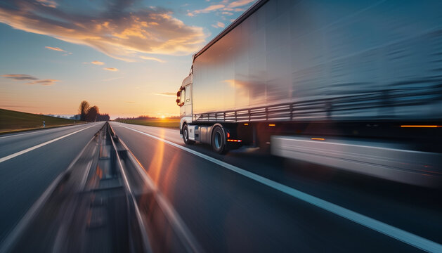 Concept transport logistique routier avec camion poids lourd sur route