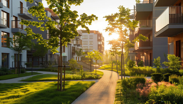 Petits immeubles urbains dans un cadre vert et naturel &eacute;co-responsable