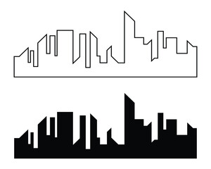 Continuous line city building. One single outline cityscape continuous construction. Editable stroke building background. Vector illustration eps 10.