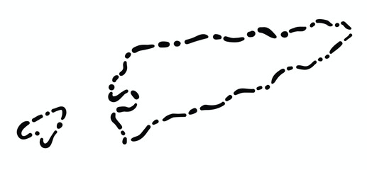 Doodle freehand dash line drawing of Timor-Leste map.