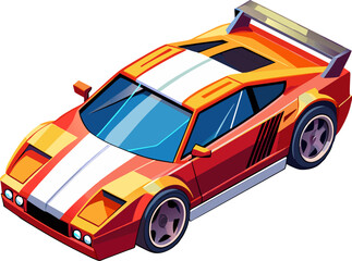 Isometric sports car with retro design. Vintage supercar isometric icon