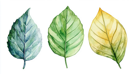 Obraz premium Detailed watercolor leaves in a realistic style Water color on white background