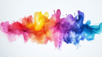 Dynamic watercolor splash with vibrant colors Water color on white background