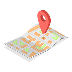 3D Isometric Flat Vector Set of Navigation Items, Navigation Map and Geolocation. Item 5