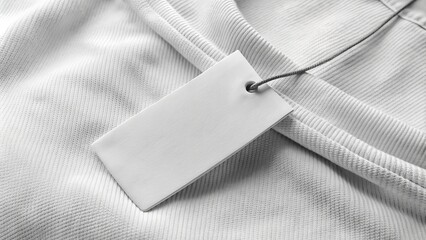 Isolated white clothing label with empty tag awaiting customization, perfect for product branding, fashion design, or e-commerce mockup templates and visual content creation.