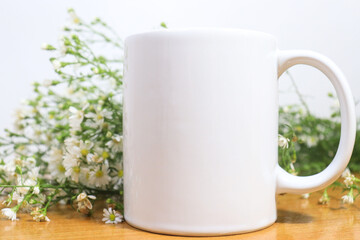 Isolated white cup mug mockup on white background
