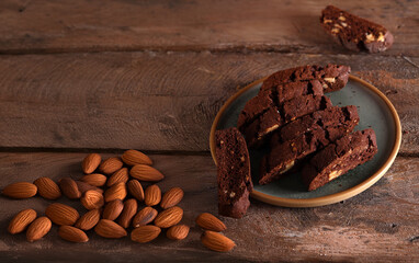 chocolate biscotti cookies with coffee dessert