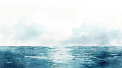 Naklejka premium Watercolor illustration of a calm ocean view Water color on white background
