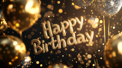 birthday party balloons, colourful balloons background and birthday cake with candles	