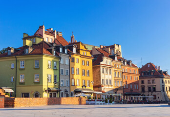Cityscape - view of Castle Square in the Old Town of Warsaw, the Srodmiescie district in the center Warsaw, Poland, 20 August, 2022