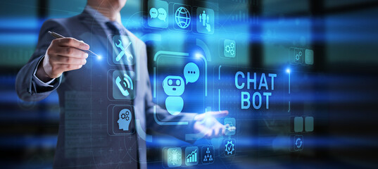 Chatbot Customer service automation NLP natural language processing business technology concept.