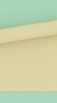 3d render, pastel yellow blue note paper, curl corner, page curl. Creative design to reveal message. Ideal for advertising or congratulations. Office memo sheet concept.Vertical, phone wallpaper