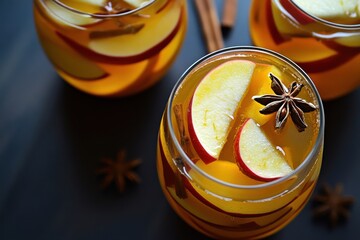 Traditional fall drinks: spiced sangria featuring pumpkin, apple, cinnamon, and star anise flavors