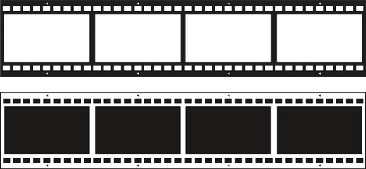 Grunge film strips. Old retro cinema movie strip. Video recording. Vector illustration.