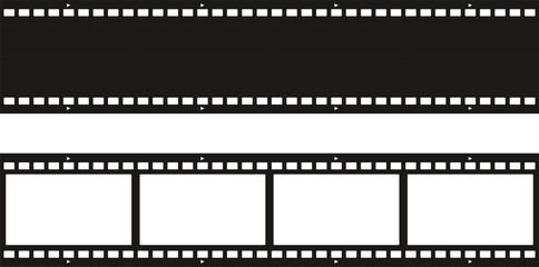 Grunge film strips. Old retro cinema movie strip. Video recording. Vector illustration.