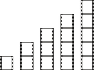 Grunge film strips. Old retro cinema movie strip. Video recording. Vector illustration.