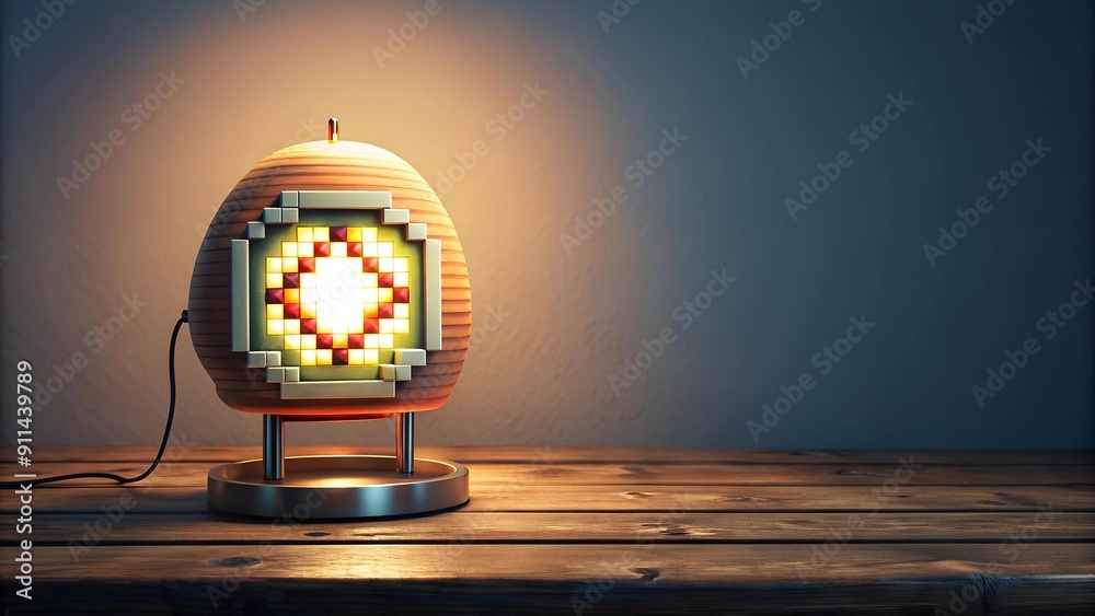 Canvas Prints A Retro-Futuristic Tamagotchi on a Vintage Desk Lamp  Generative AI