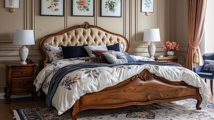 Elegant Bedroom Interior with Ornate Bed