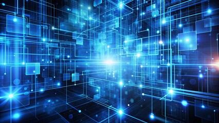 Fototapeta premium Abstract blue technology, business or science background 