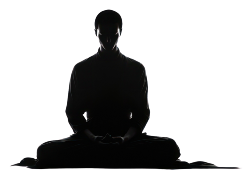 PNG Taoism silhouette meditating adult.