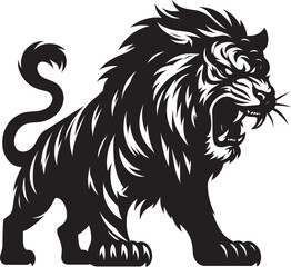 Angry tiger roar Silhouette isolated on white background Minimalist tiger vector shape icon