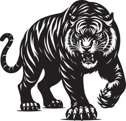 Angry tiger roar Silhouette isolated on white background Minimalist tiger vector shape icon