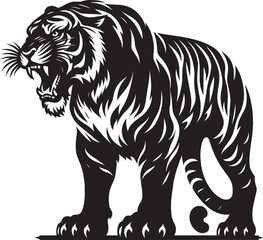 Obraz premium Angry tiger roar Silhouette isolated on white background Minimalist tiger vector shape icon