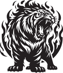 Angry tiger roar Silhouette isolated on white background Minimalist tiger vector shape icon