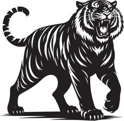 Angry tiger roar Silhouette isolated on white background Minimalist tiger vector shape icon