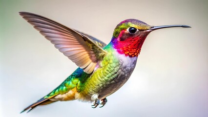 Fototapeta premium Vibrant Hummingbird in Flight: A Symphony of Colors Generative AI