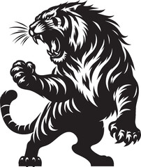 Angry tiger roar Silhouette isolated on white background Minimalist tiger vector shape icon