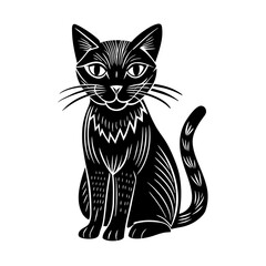 Obraz premium Illustration of a black and white cat on a white background