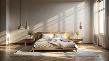 Sunbeams and Shadows: A Play of Light and Form in the Bedroom  Generative AI