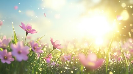 spring wild flower field background