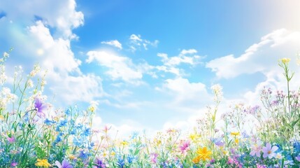 spring wild flower field background