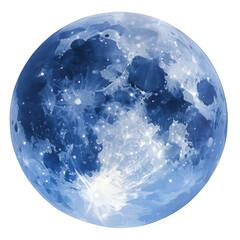 A blue moon with a white spot in the middle