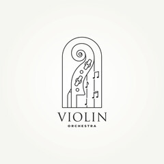 minimalist violin neck of cello with a tone line art icon logo vector illustration design. simple modern musical instrument logo concept © BLAZYBONE
