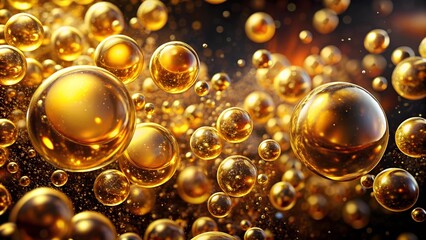 Naklejka premium Golden Symphony: An Abstract Oil Bubble Tapestry Generative AI