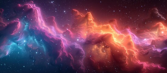 Fototapeta premium Cosmic Nebula with Stars and Glowing Clouds