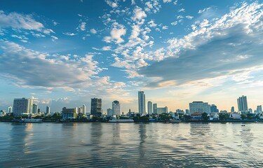 Fototapeta premium Urban Cityscape Background With Modern Skyline in Metropolitan Environment