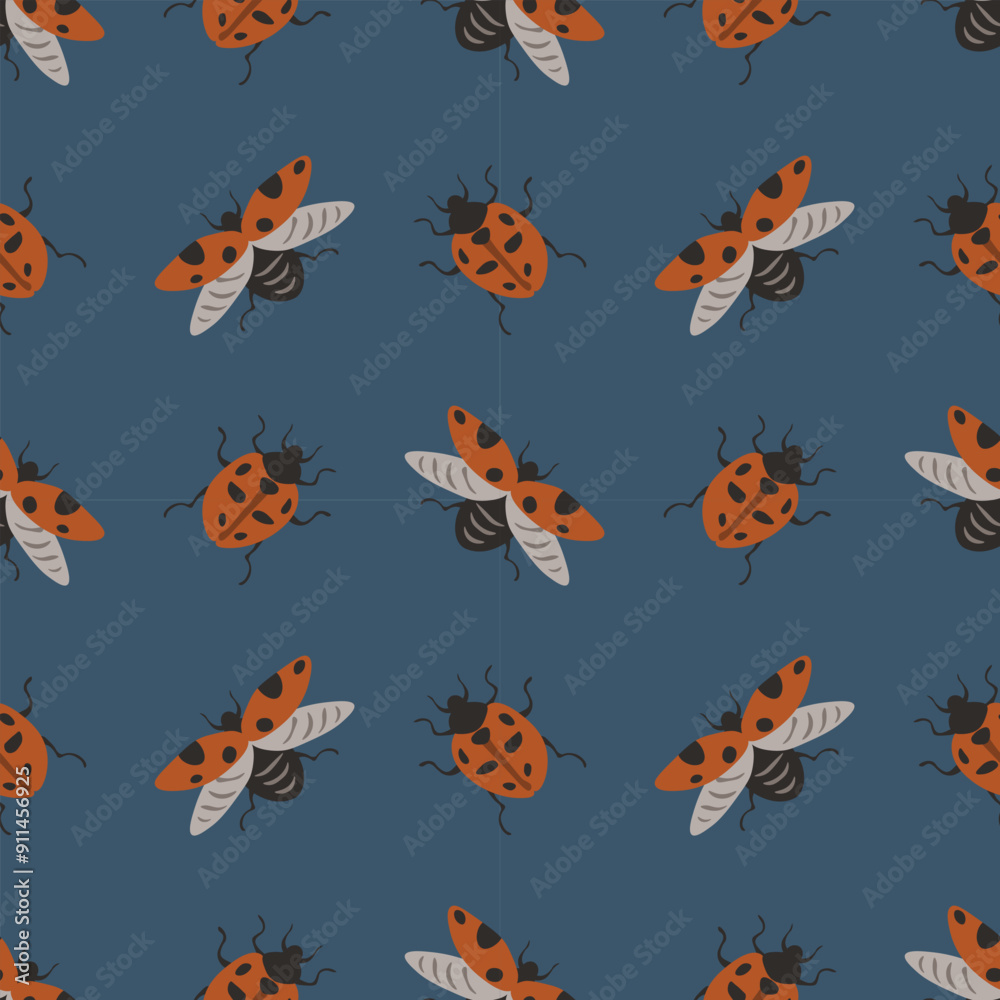 Poster Ladybug seamless vector decorative pattern