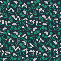 Seamless decorative forest flowers pattern