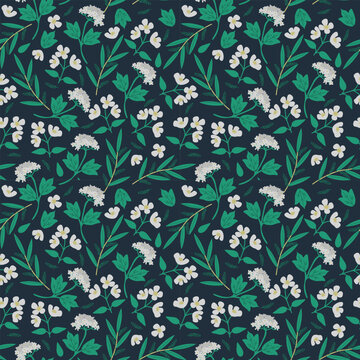 Seamless decorative forest flowers pattern