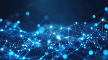 Abstract blue technology background with connection lines and dots